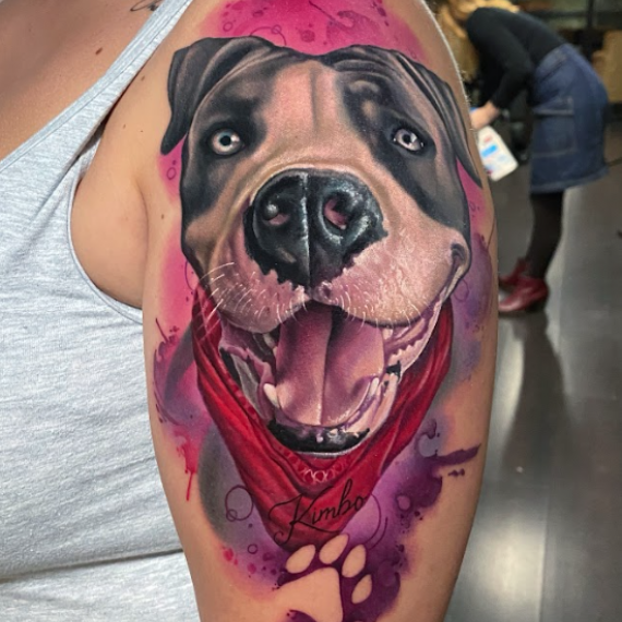 Dog portrait tattoo