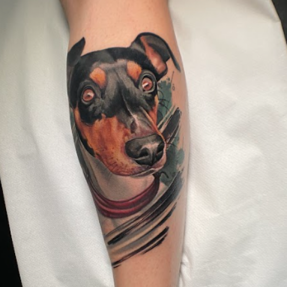 Dog portrait tattoo zurich