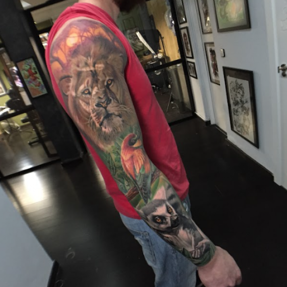 Full color tattoo arm